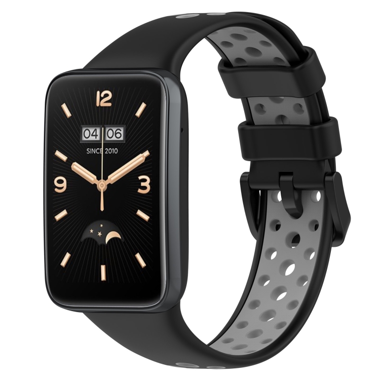 

For Xiaomi Mi Band 7 Pro Two-Color Breathable Silicone Watch Band(Black+Grey)