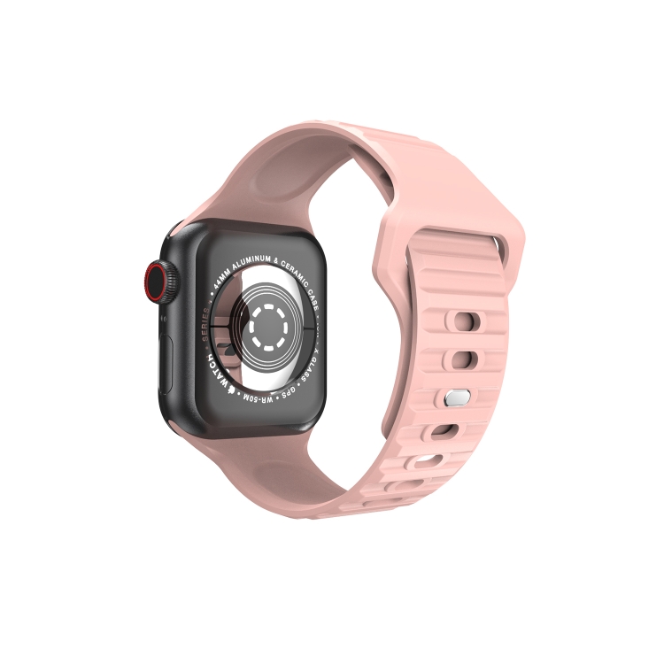 

Wavy Silicone Watch Strap For Apple Watch Series 7 45mm / 6&SE&5&4 44mm / 3&2&1 42mm(Pink)