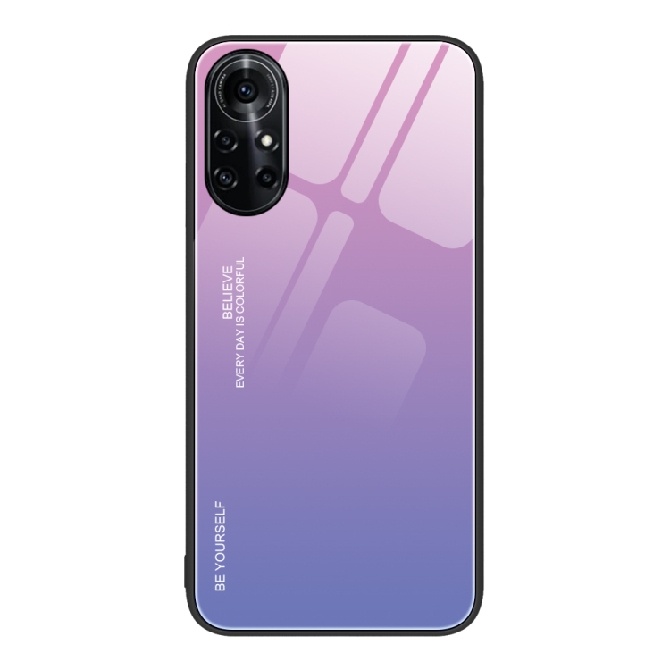 

For Huawei nova 8 Pro 5G Gradient Color Glass Case(Pink Purple)