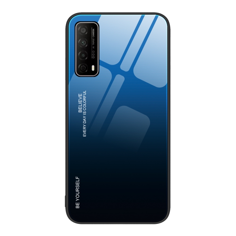 

For Huawei Enjoy 20 SE Gradient Color Glass Case(Blue Black)