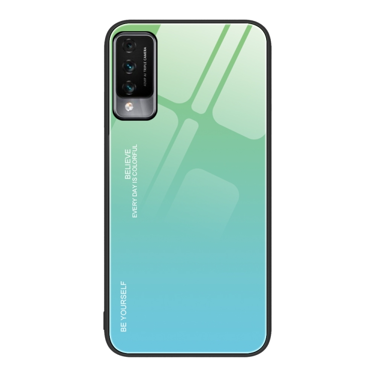 

For Huawei Maimang 10 Gradient Color Glass Case(Green Cyan)