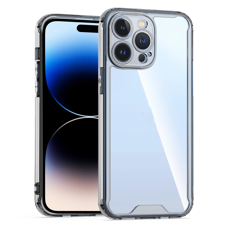 

Acrylic + TPU Clear Protective Phone Case For iPhone 14 Pro(Transparent Black)