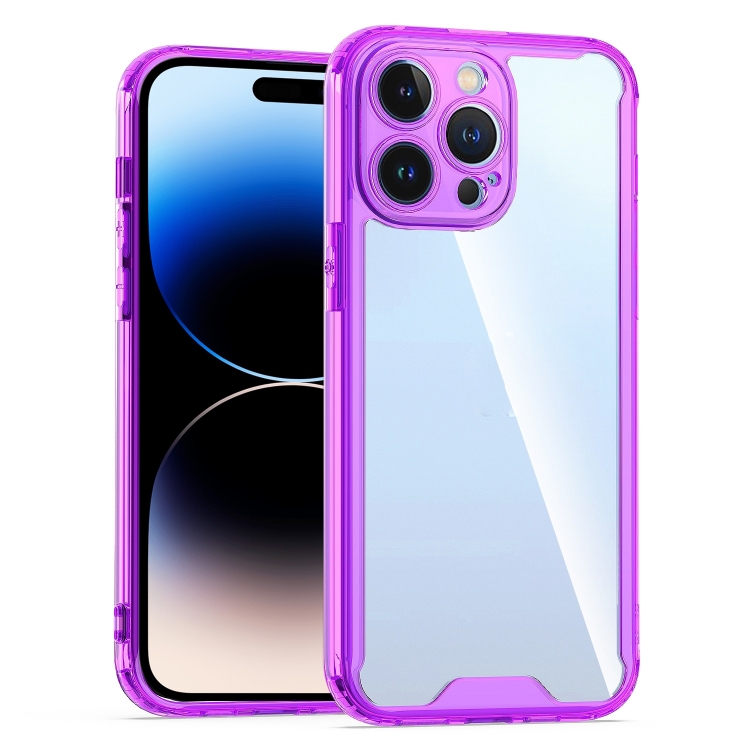 

For iPhone 14 Pro Max Acrylic + TPU Clear Protective Phone Case (Purple)