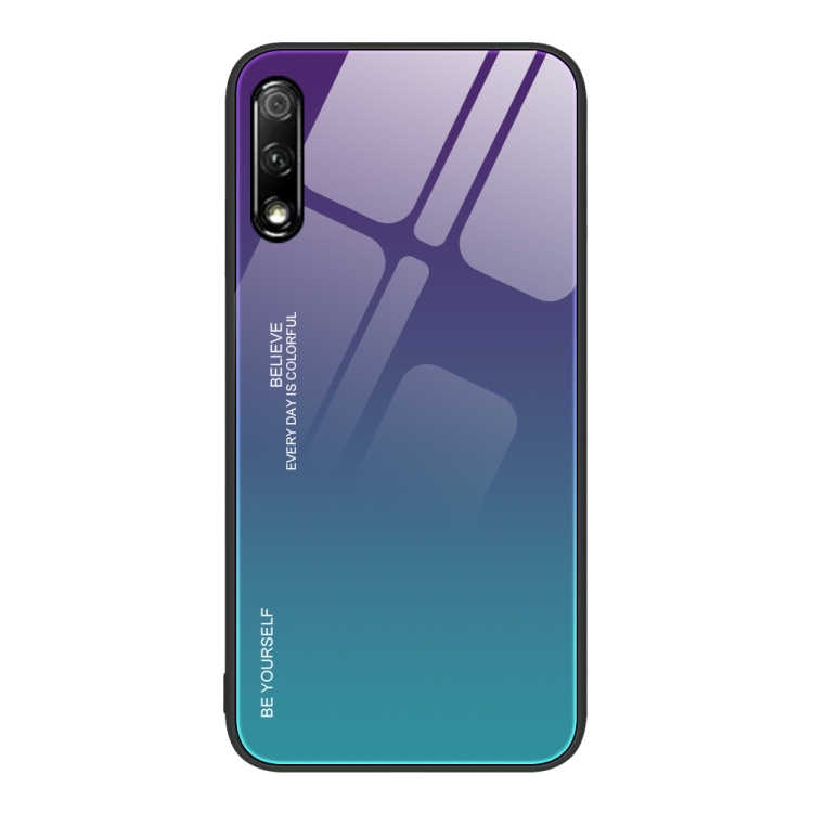 

For Honor 9X Gradient Color Glass Phone Case(Aurora Blue)