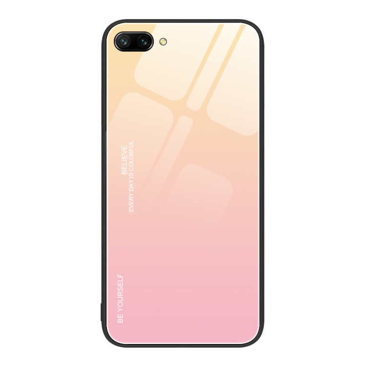 

For Honor 10 Gradient Color Glass Phone Case(Yellow Pink)