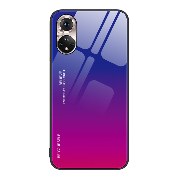 

For Honor 50 Gradient Color Glass Phone Case(Purple Red)