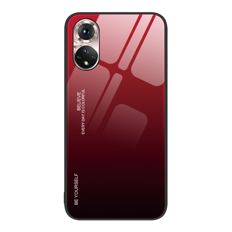 

For Honor 50 Gradient Color Glass Phone Case(Red Black)