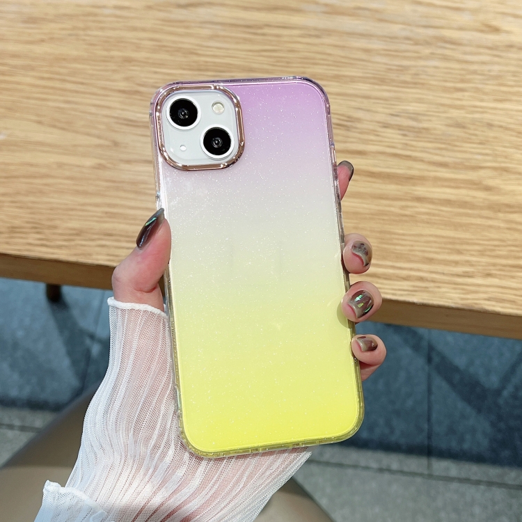 

For iPhone 12 Glitter Gradient TPU Phone Case(Yellow Purple)