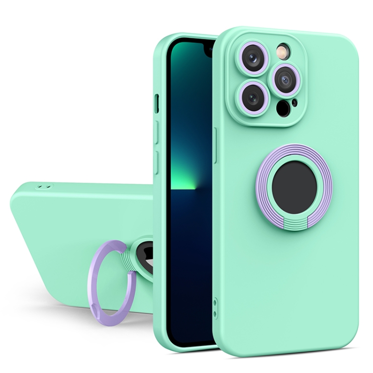 

For iPhone 11 Contrast Color TPU Holder Phone Case (Light Green)
