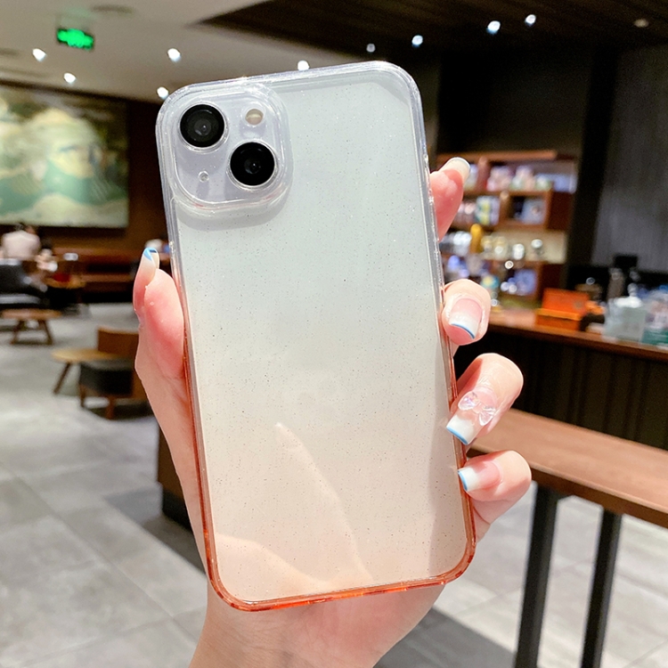 

Glitter Gradient Tempered Glass Phone Case For iPhone 13 Pro Max(Orange)