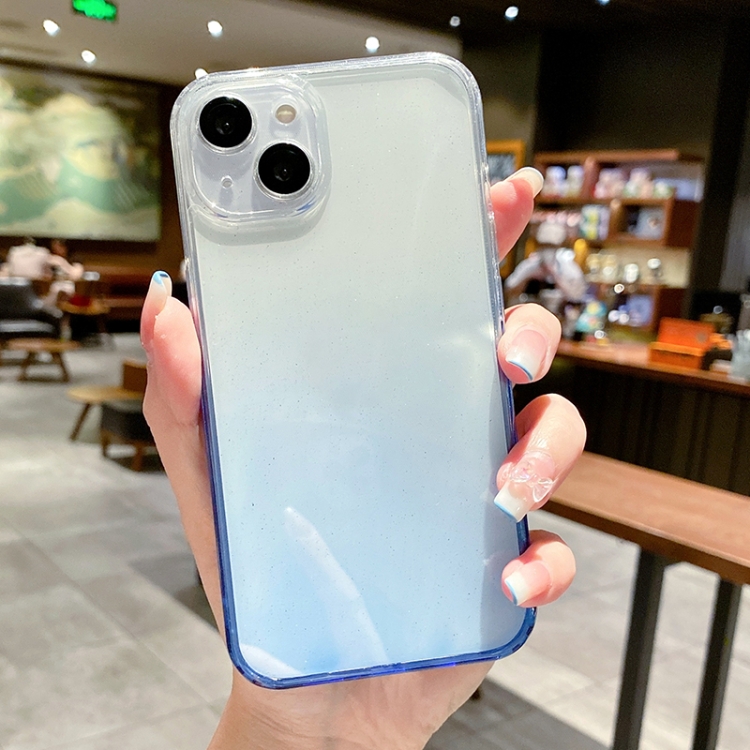 

Glitter Gradient Tempered Glass Phone Case For iPhone 12 Pro Max(Blue)