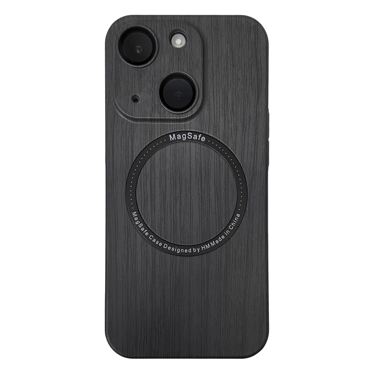 

Skin Feel Wood Texture MagSafe Magnetic Phone Case For iPhone 14(Grey)