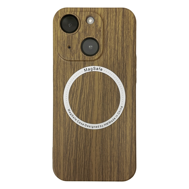 

For iPhone 13 Skin Feel Wood Texture MagSafe Magnetic Phone Case(Yellow)