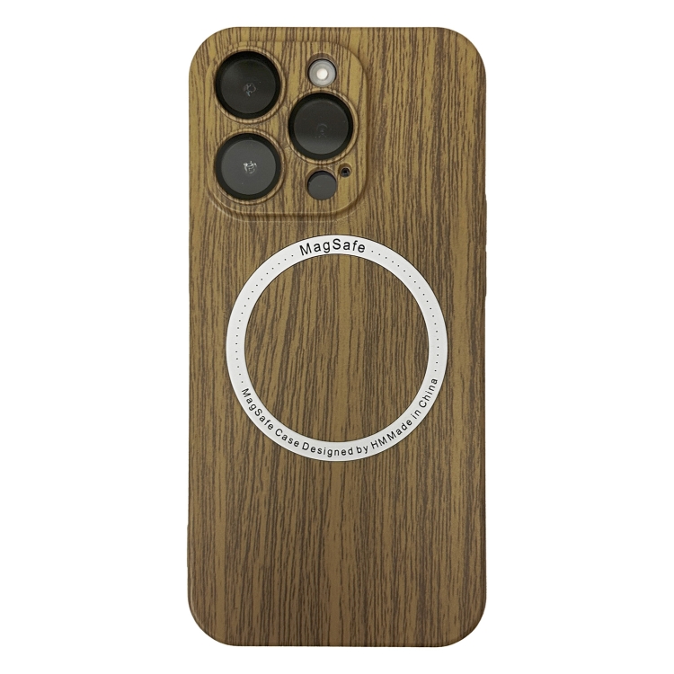 

For iPhone 13 Pro Skin Feel Wood Texture MagSafe Magnetic Phone Case (Yellow)