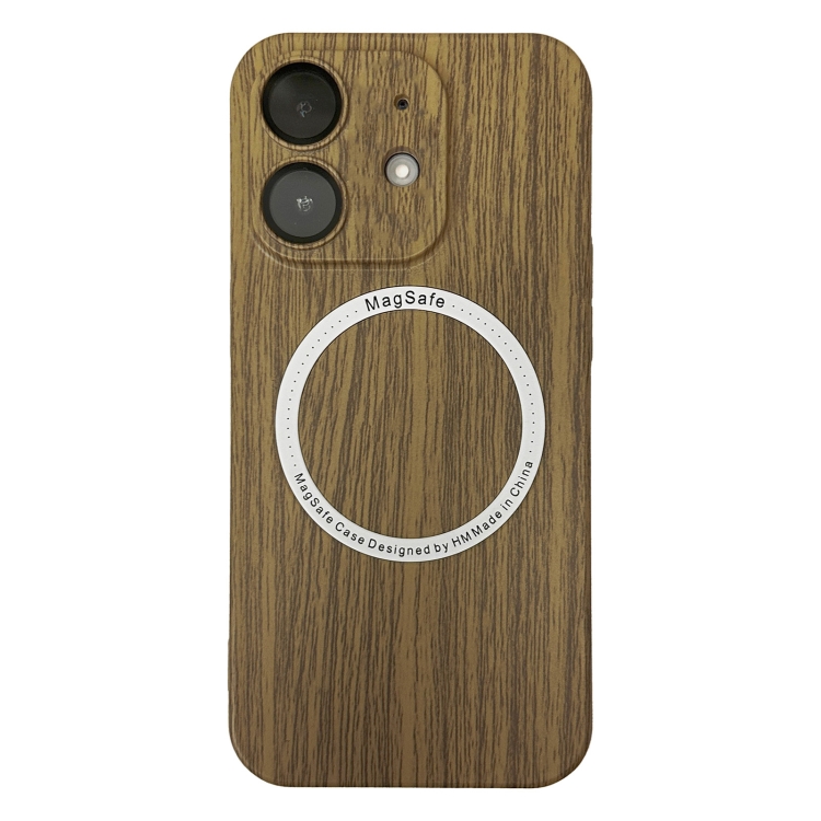 

For iPhone 12 Skin Feel Wood Texture MagSafe Magnetic Phone Case(Yellow)