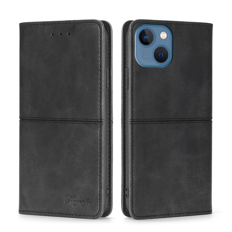 

Cow Texture Magnetic Leather Phone Case For iPhone 14(Black)