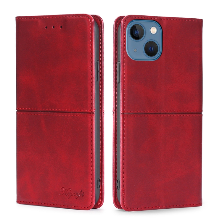 

Cow Texture Magnetic Leather Phone Case For iPhone 14 Max(Red)