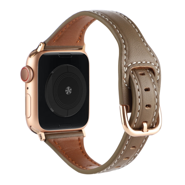 

T-shaped Genuine Leather Starry Sky Watch Band For Apple Watch Series 7 41mm / 6&SE&5&4 40mm / 3&2&1 38mm(Grey)