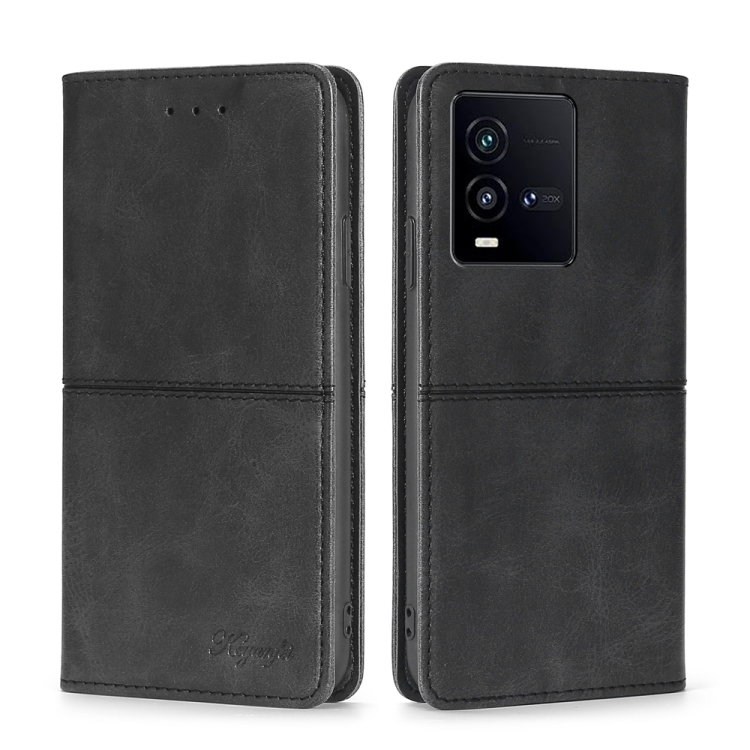 

For vivo iQOO 10 Cow Texture Magnetic Leather Phone Case(Black)
