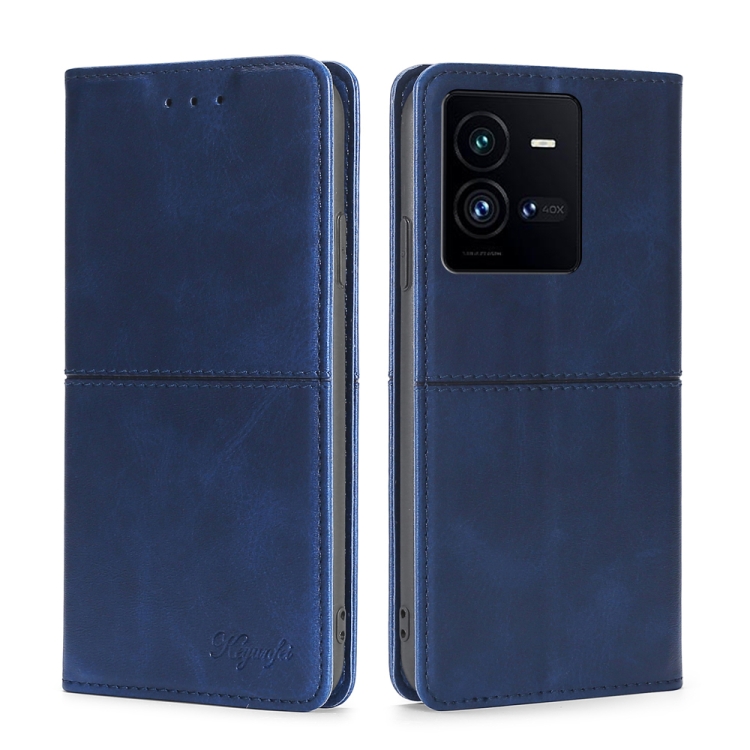 

For vivo iQOO 10 Pro 5G Cow Texture Magnetic Leather Phone Case(Blue)