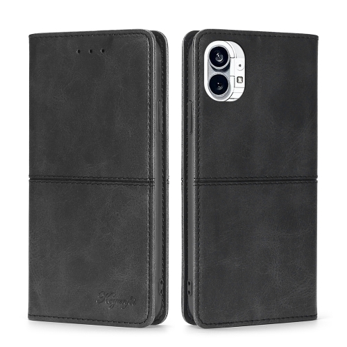 

For Nothing Phone 1 Cow Texture Magnetic Leather Phone Case(Black)