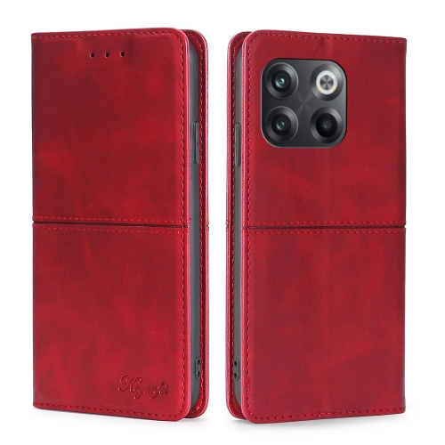 

For OnePlus 10T Cow Texture Magnetic Leather Phone Case(Red)