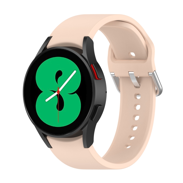 

For Samsung Galaxy Watch 5 44mm Official Silicone Silver Round Buckle Watch Band(Light Pink)