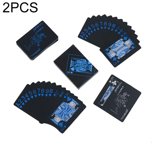 

2 PCS Plastic Waterproof PVC Poker Cards, Size:6.3 x 8.9cm(Blue+White)