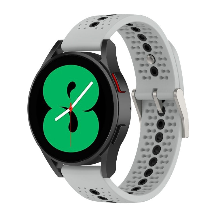 

For Samsung Galaxy Watch 5 40mm 20mm Colorful Hole Silicone Watch Band(Grey Black)