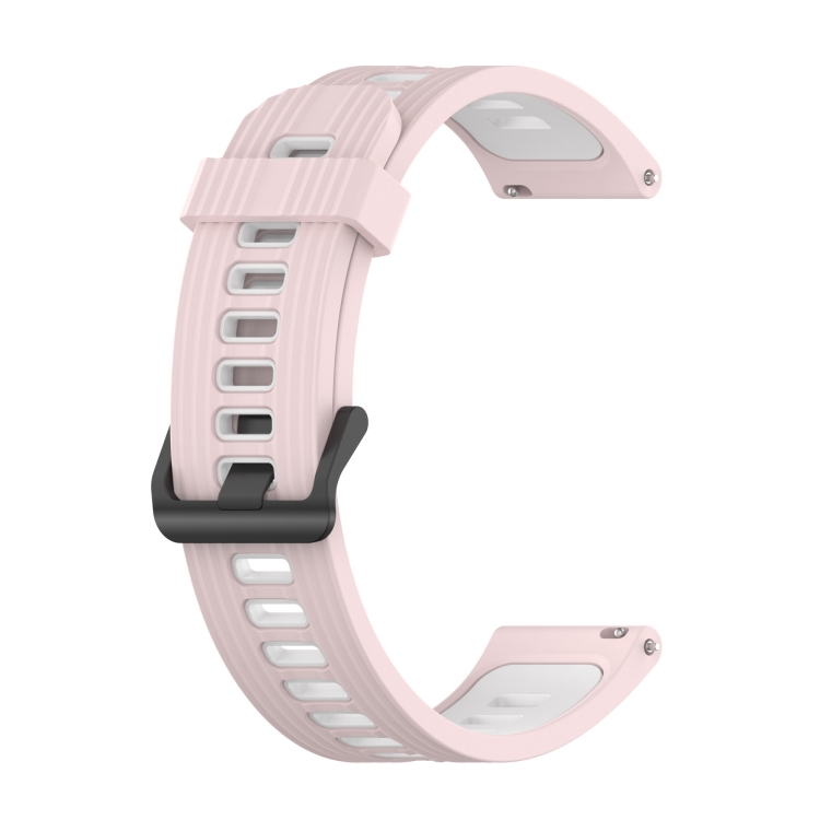 

For Samsung Galaxy Watch 5 40mm 20mm Two-color Stripe Silicone Watch Band(Sand Powder+White)