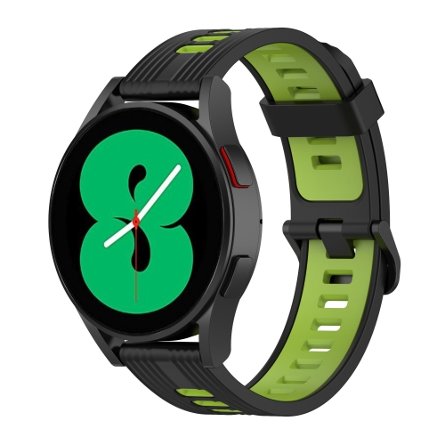 Per Samsung Galaxy Watch 5 Pro 45mm 20mm Cinturino in silicone a strisce  bicolore (verde lime + nero)