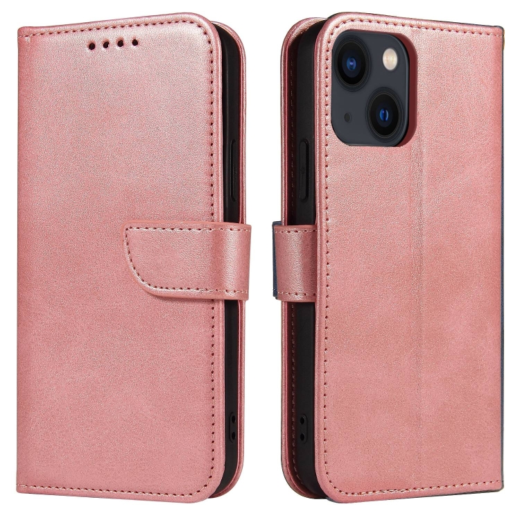 

For iPhone 14 Calf Texture Buckle Flip Leather Phone Case (Rose Gold)
