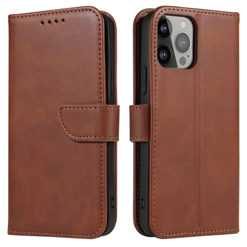 

For iPhone 14 Pro Max Calf Texture Buckle Flip Leather Phone Case (Brown)