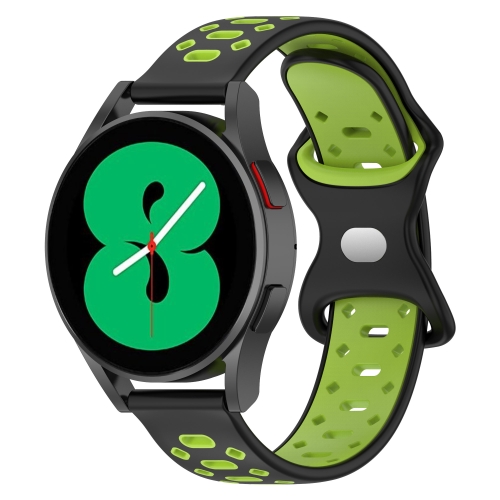 

For Samsung Galaxy Watch 5 40mm 20mm Two-color Diamond Silicone Watch Band(Lime Green+Black)