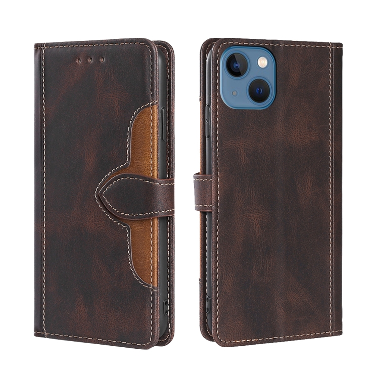 

Skin Feel Magnetic Buckle Leather Phone Case For iPhone 14(Brown)