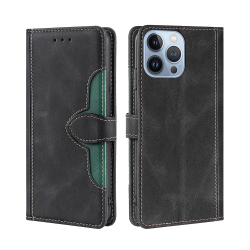 

For iPhone 14 Pro Max Skin Feel Magnetic Buckle Leather Phone Case (Black)