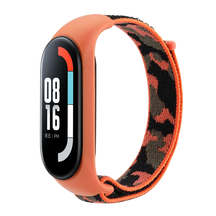 For Xiaomi Mi Band 5/6/7 Nylon Loop Integrated Camo Woven Strap