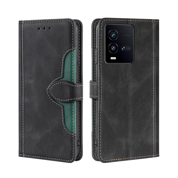 

For vivo iQOO 10 Skin Feel Magnetic Buckle Leather Phone Case(Black)