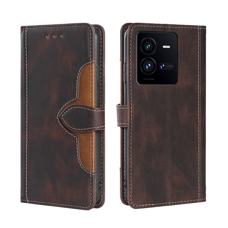 

For vivo iQOO 10 Pro 5G Skin Feel Magnetic Buckle Leather Phone Case(Brown)