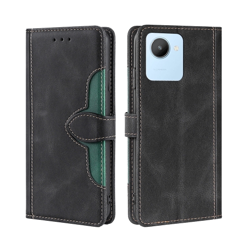 

For Realme C30 4G/Narzo 50i Prime Skin Feel Magnetic Buckle Leather Phone Case(Black)