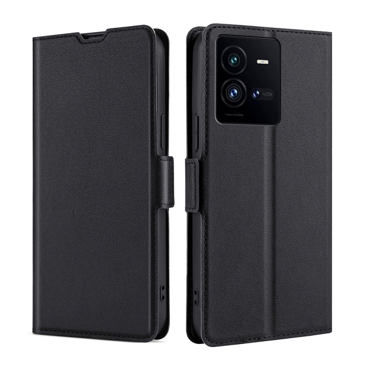 

For vivo iQOO 10 Pro 5G Ultra-thin Voltage Side Buckle Leather Phone Case(Black)