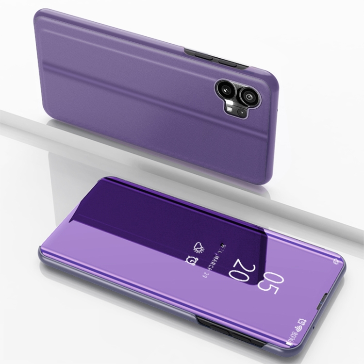 

For Nothing Phone 1 Plated Mirror Horizontal Flip Leather Phone Case with Holder(Purple Blue)