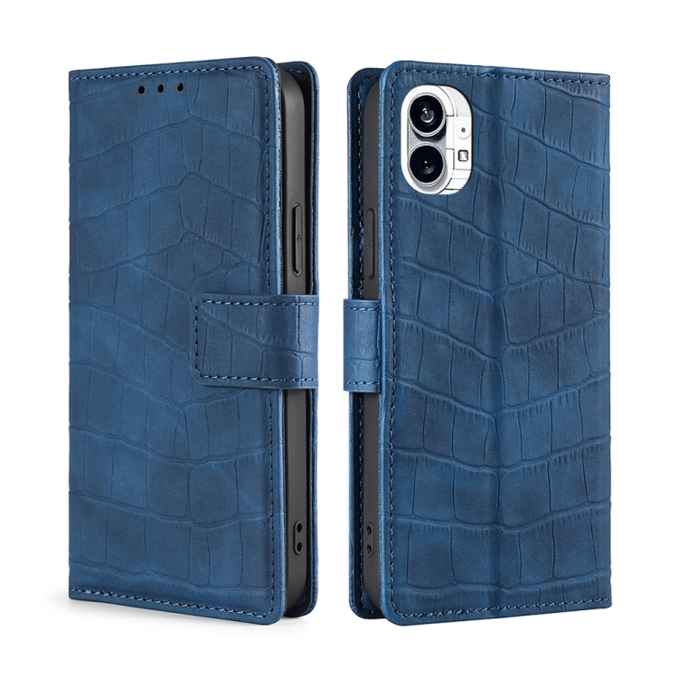 

For Nothing Phone 1 Skin Feel Crocodile Magnetic Clasp Leather Phone Case(Blue)