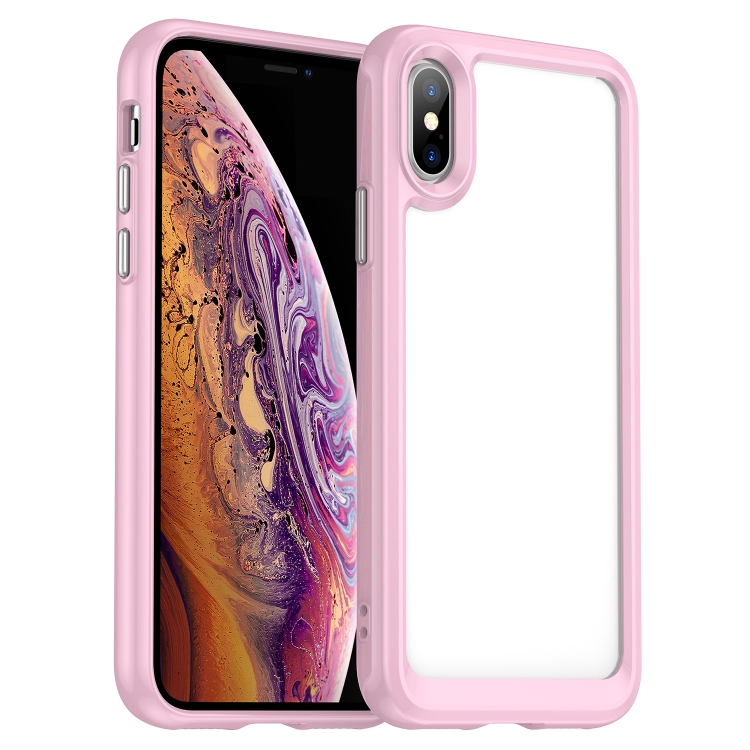

Colorful Series Acrylic + TPU Phone Case For iPhone XS / X(Pink)
