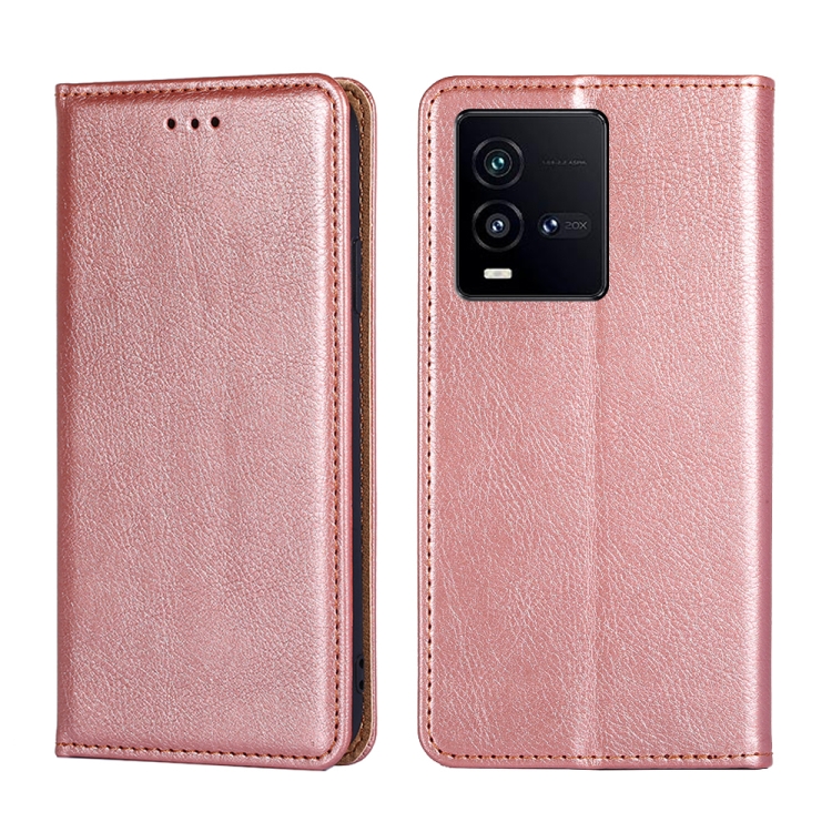 

For vivo iQOO 10 Gloss Oil Solid Color Magnetic Leather Phone Case(Rose Gold)
