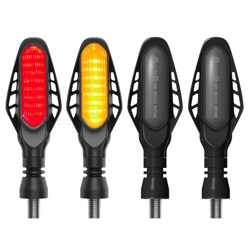 

4 PCS Modified Motorcycle 16LEDs Brake Turn Tail Light, Smoked Shell(Red Light + Yellow Light)