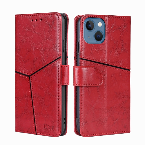 

Geometric Stitching Leather Phone Case For iPhone 14 Max(Red)