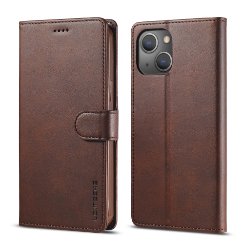 

For iPhone 14 LC.IMEEKE Calf Texture Horizontal Flip Leather Case (Brown)