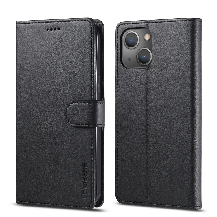 

For iPhone 14 Plus LC.IMEEKE Calf Texture Horizontal Flip Leather Case (Black)
