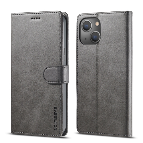 

LC.IMEEKE Calf Texture Horizontal Flip Leather Case For iPhone 14 Plus(Grey)